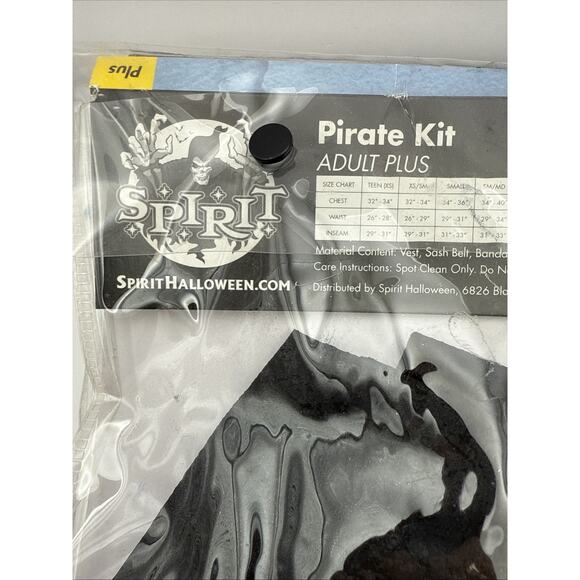 Spirit Halloween Costume Pirate Kit Adult 2X Plus - Picture 7 of 12